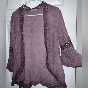 Purple Lace Trim Cardigan